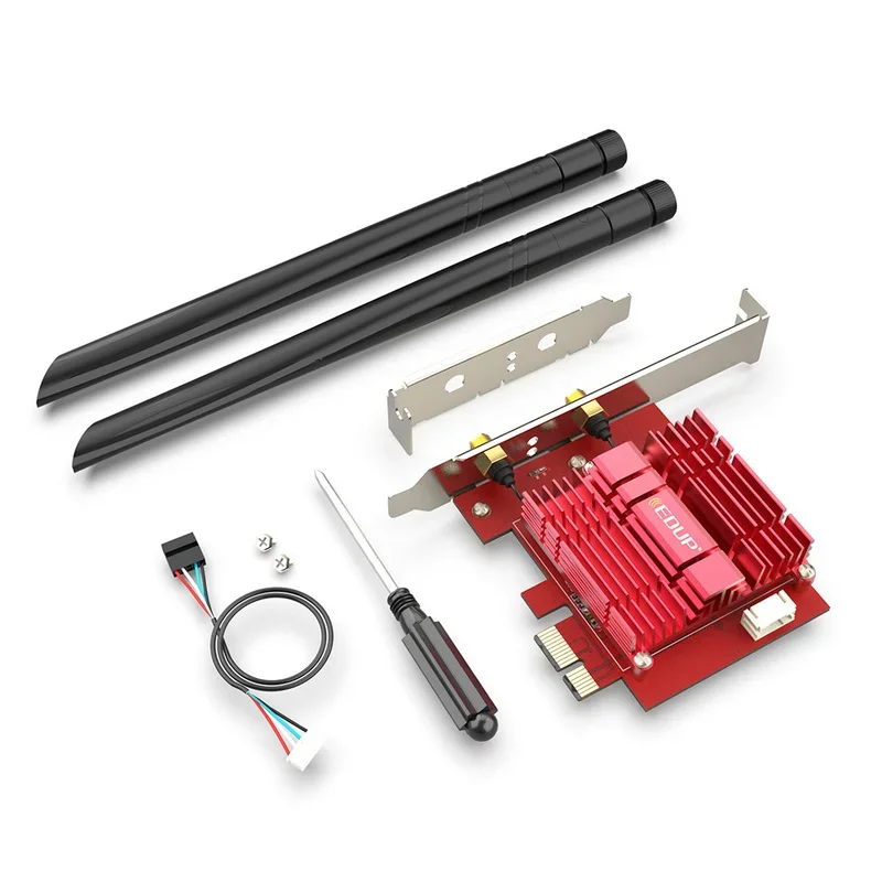 PCIe Adaptor Kartu Jaringan Wifi Desktop Nirkabel WiFi 6 Chip Kartu Intel AX200 Bluetooth 5.1 Dual Band 2.4G/5G 2974Mbps Jaringan