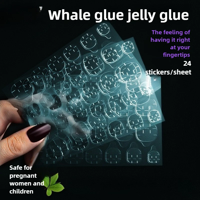 

24pcs Blue Gel Nail Adhesive Jelly Gel Super Strong Nail Stickers Blue Gel Jelly Adhesive Suitable for Any Nail Application
