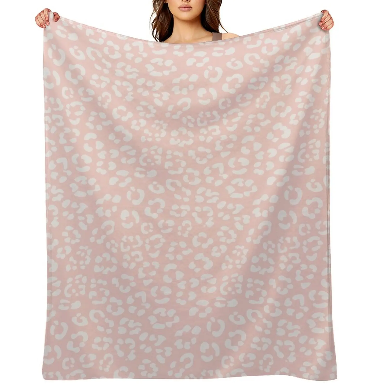

Leopard Print Pattern - Blush Pink and White - Pastel Throw Blanket Beautifuls Decorative Beds Tourist Soft Blankets