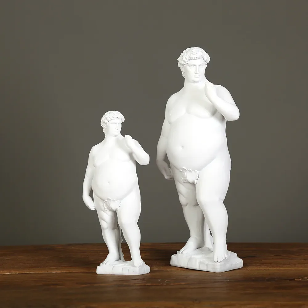 Nordic Home Decoration Fat David Full Body Sculpture Paint Sketch Teach Aid David Gypsum Statue Resin Character Ornaments Gifts