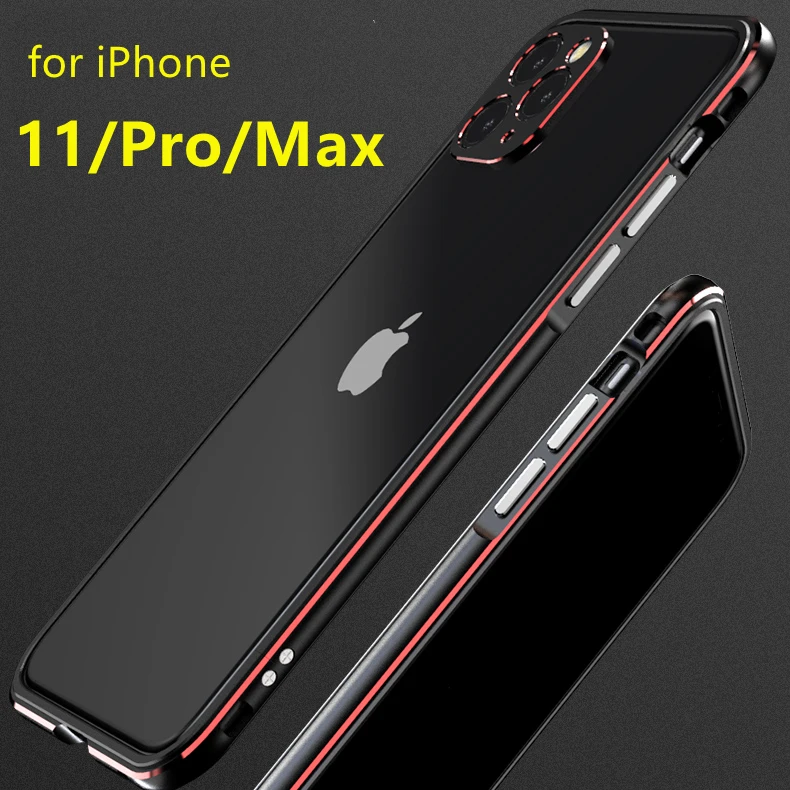 Case For iPhone11 Luxury Deluxe Ultra Thin aluminum Bumper for Apple iPhone 11 Pro Max + 2 Film (1 Front +1 Rear)