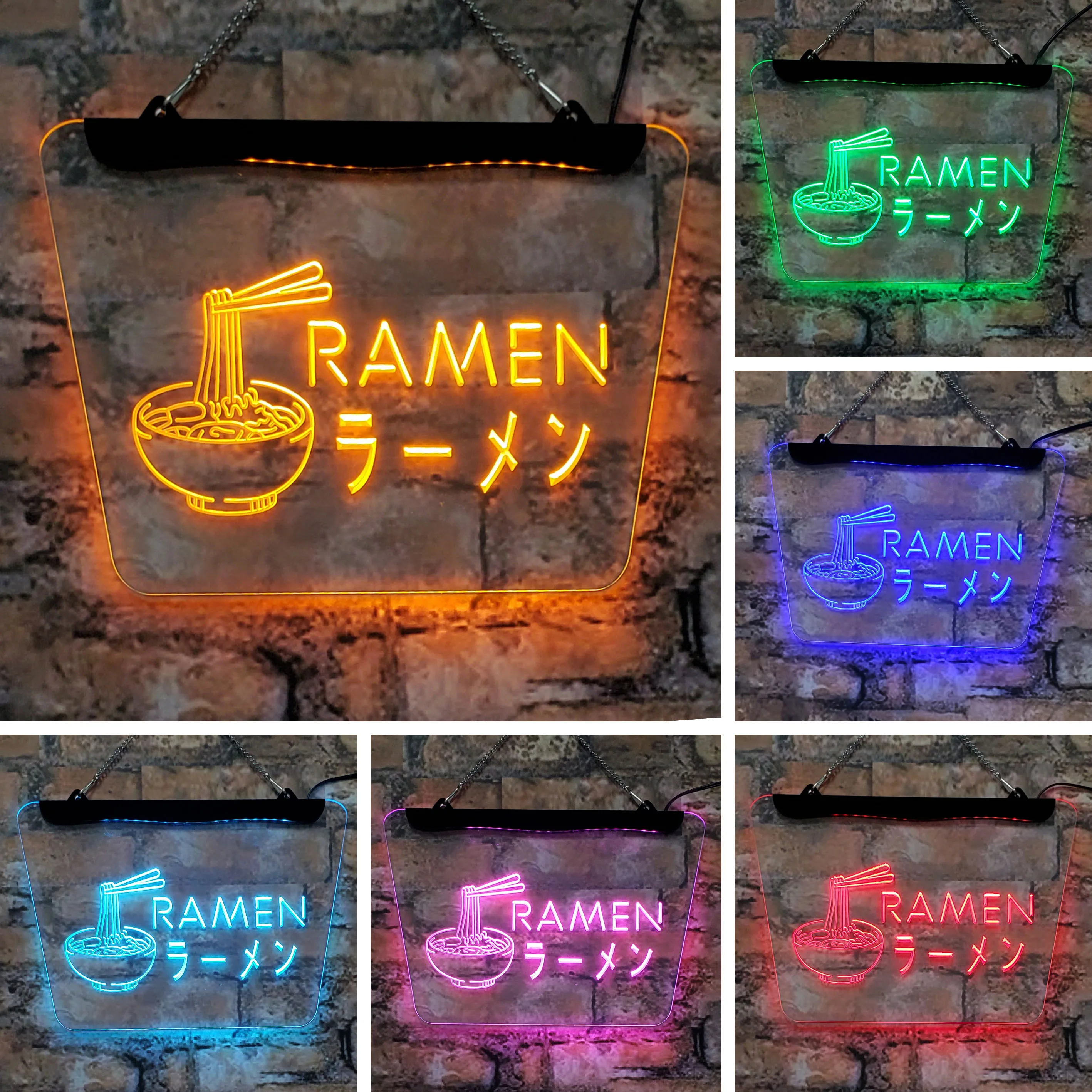 Ramen Japanese noodle restaurant Neon sign Acrylic board home decoration Interior wall art Blue pink 20*30  for stores and bars