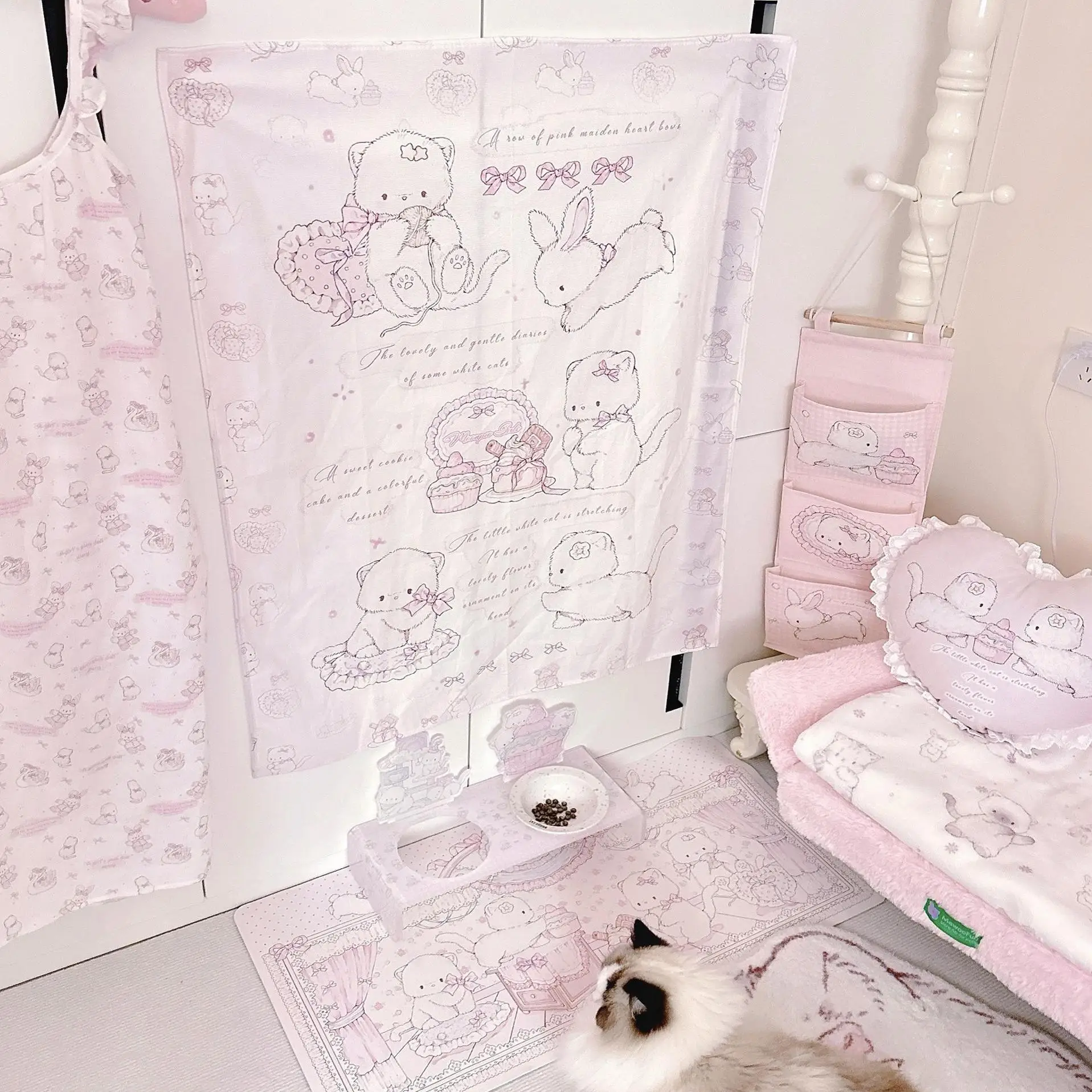 1pc Y2K original cute cartoon pattern tapestry niche splicing elements tapestry hanging cloth back to 2000's