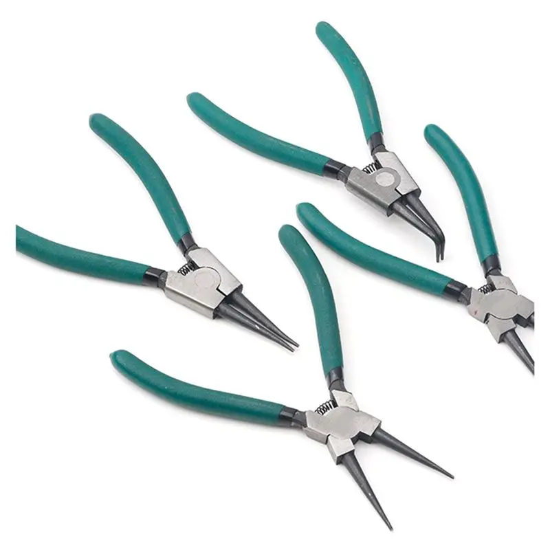 Lightweight 4Pcs Snap Ring Pliers Set, 7Inch With Straight/Bent Jaw, Heavy Duty Precision Spring Loaded Pliers