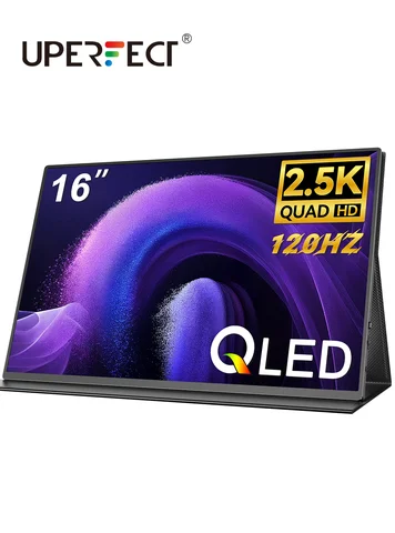 UPERFECT 2.5K Portable Monitor 16" QLED 2560x1600 100%sRGB HDR USB-C HDMI Second Laptop Computer Gaming Display Travel Screen