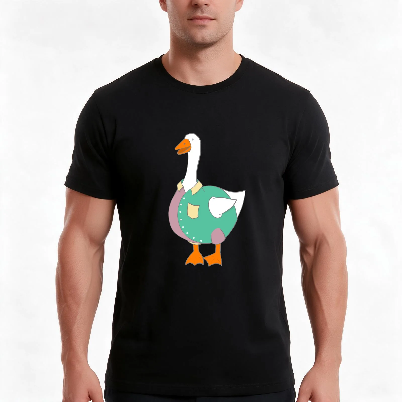 An-Goose - Pastel Goose T-Shirt, Summer Casual Cotton Tee, Oversized Streetwear Tops, Vintage Graphic Print, Unisex Men Women