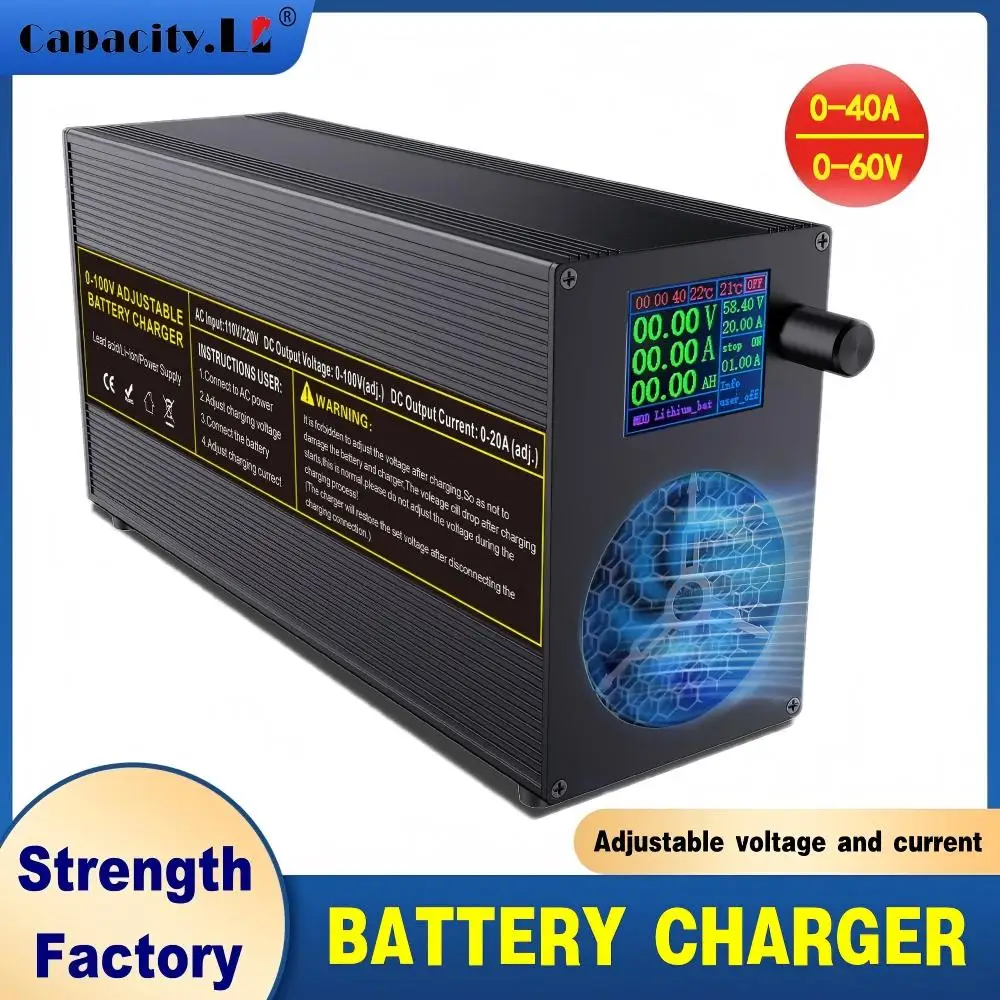 100V 96V 72V 84V Lifepo4-lader 36V 48V 24V Lithium-batterijlader 20A 40A Instelbare stroomspanning loodzuurlader