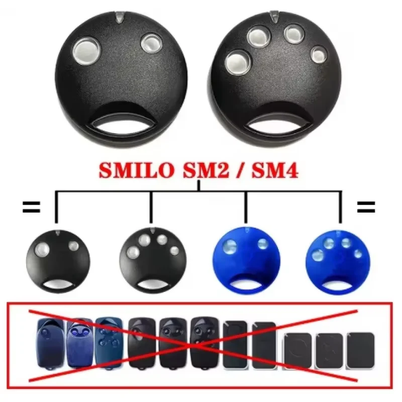 NICE SMILO 2 pcs Sm2 Sm4 Garage Remote Control 433MHz Rolling Code Garage Command Door Motor Receiver Controller Transmitter