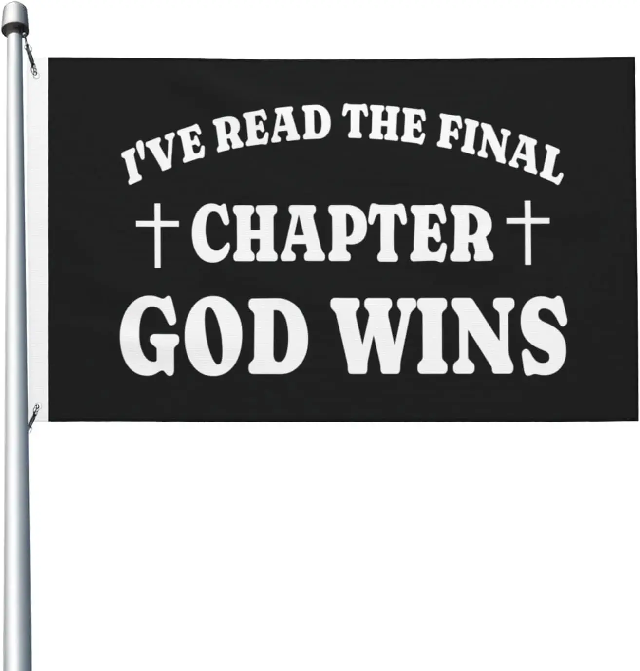 Flagnshow 100% Polyester I'Ve Read The Final Chapter God Wins flag Christian Cross Flag