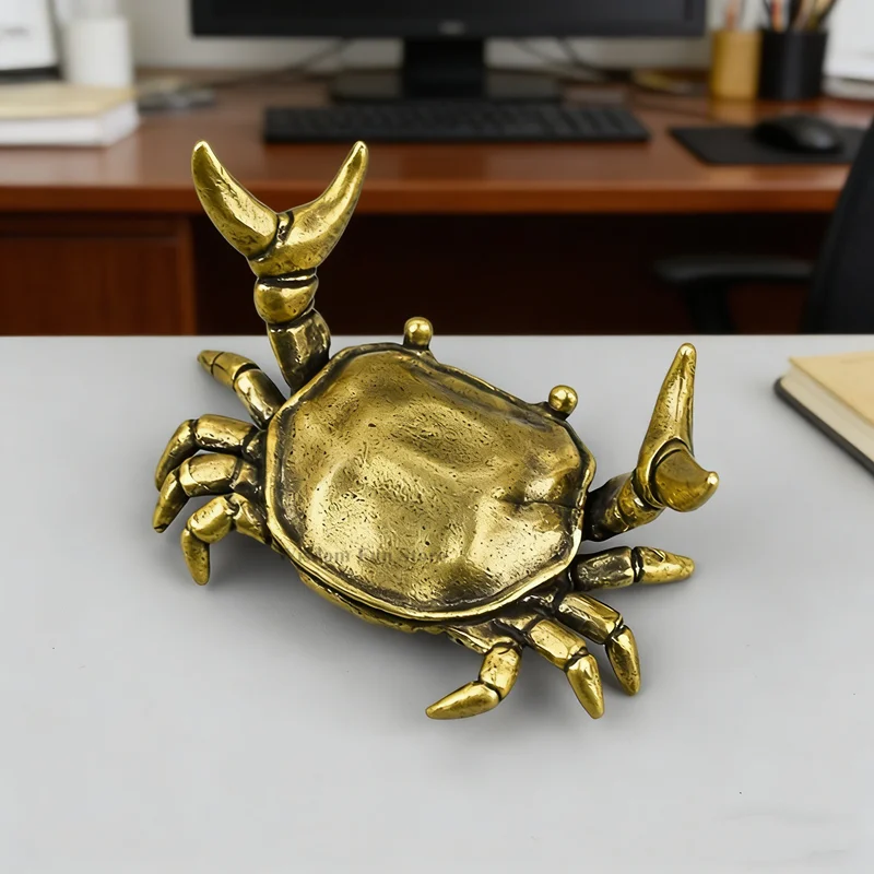 1Pc Vintage Imitation Weightlifting Crab Desktop Ornament, Creative Funny Birthday Gift for Home Office Shelf Desk Decor