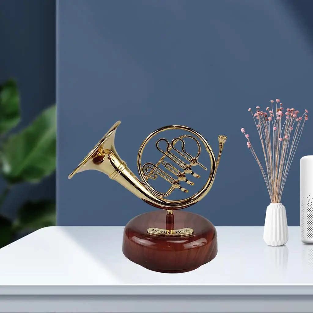 Rotating Musical Instrument Music Boxes Vintage Style Ornament Miniature Music Box for New Year