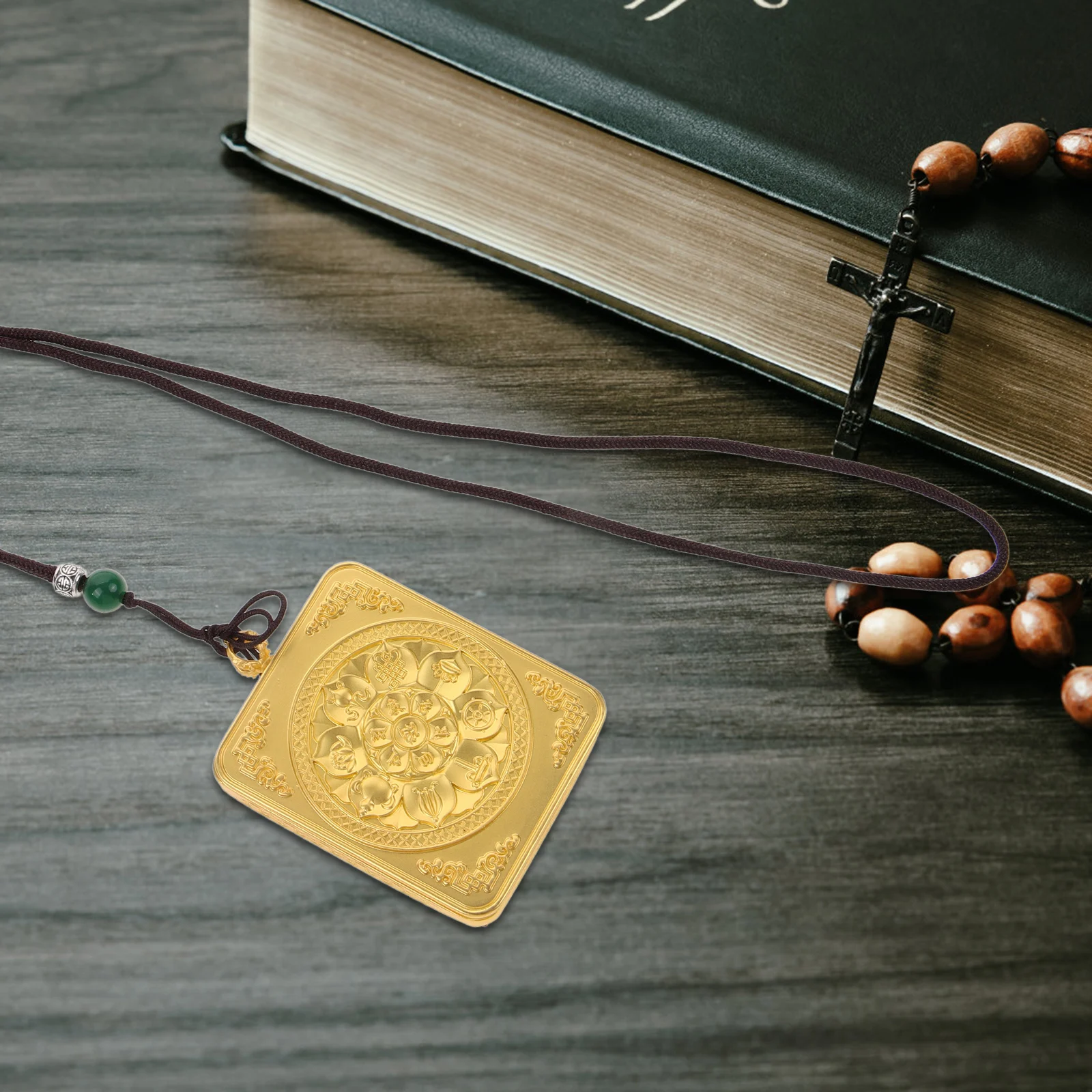 

Thangka Box Pendant Metal Decor Buddha Style Locket Alloy Small Necklace Jewelry Car Keychain Charm Retro Delicate