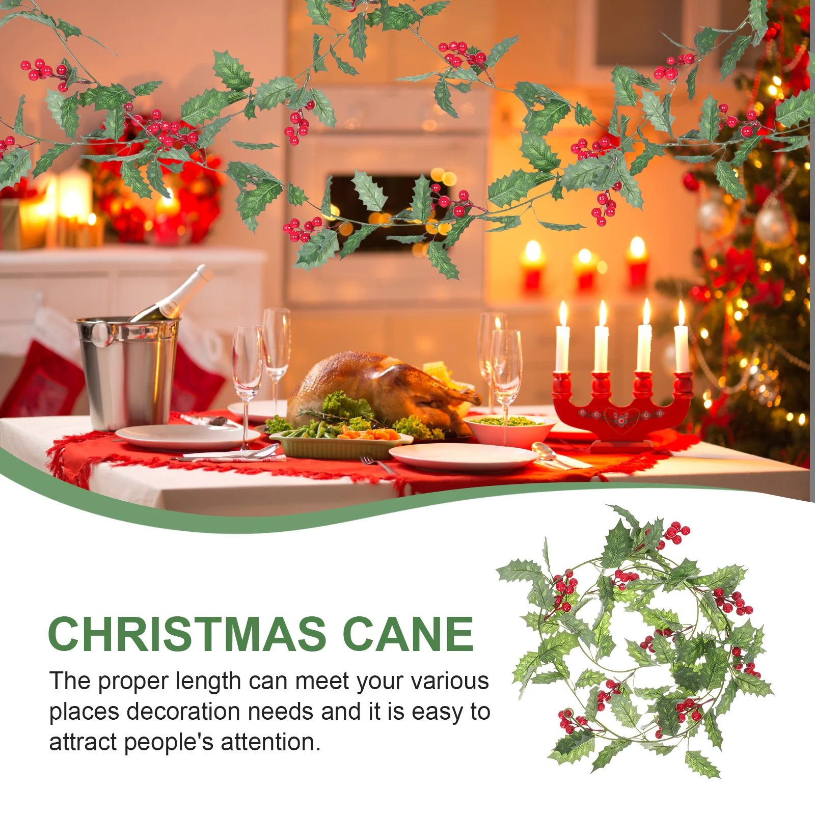 

Christmas Rattan Artificial Red Vine Flexible Bendable Festive Decorative Rattan for Tree Decoration