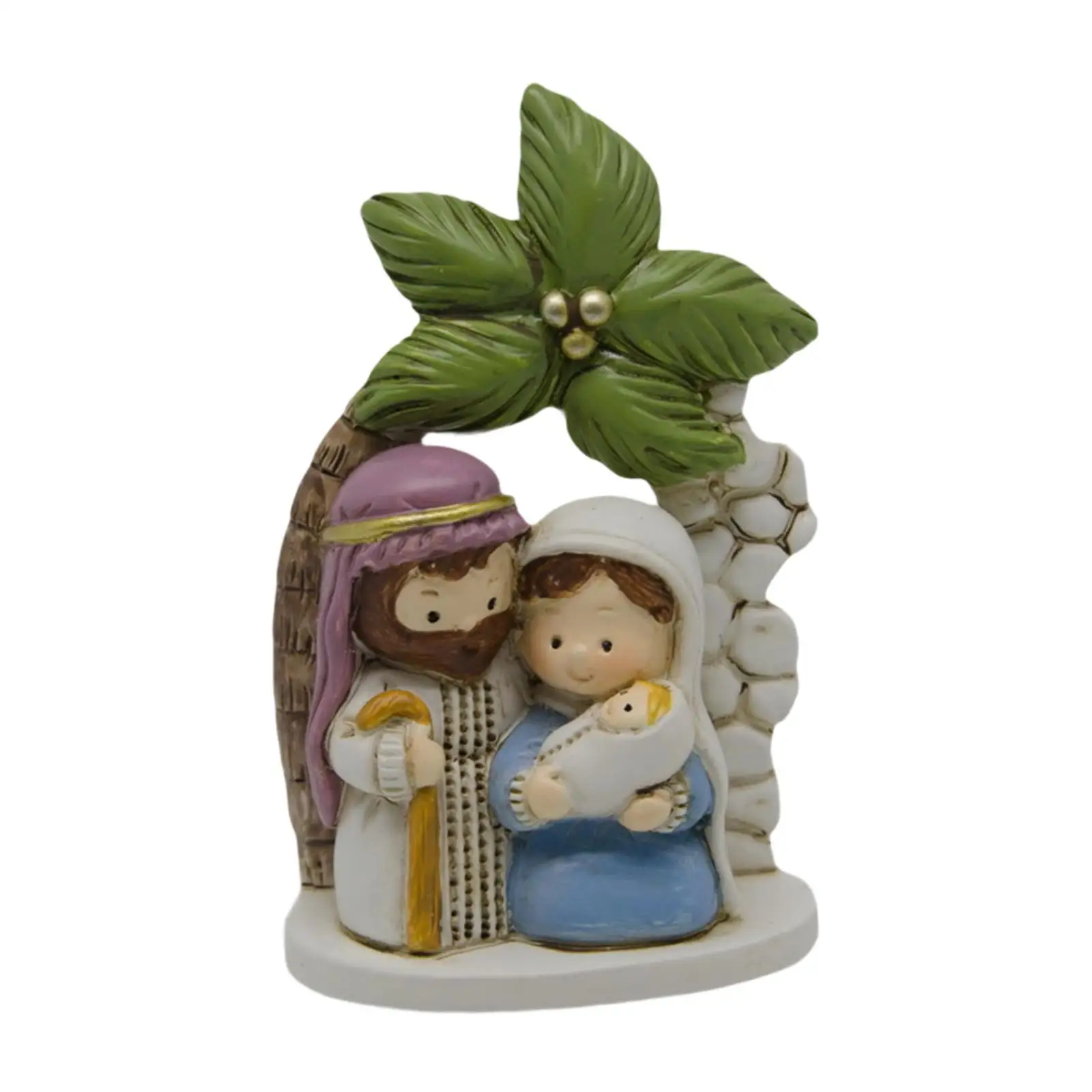 Nativity Scene Figurine Jesus Birth Decoration Religious Gift Ornament Resin Tabletop Sculpture for Indoor Holiday Home Decor