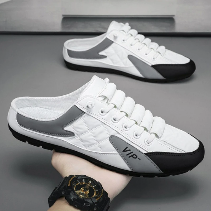 

Мужские тапочки, повседневная обувь на плоской подошве, трендовая обувь с мягкой подошвой, классические мужские кроссовки, легкие полутапочки без шнуровки