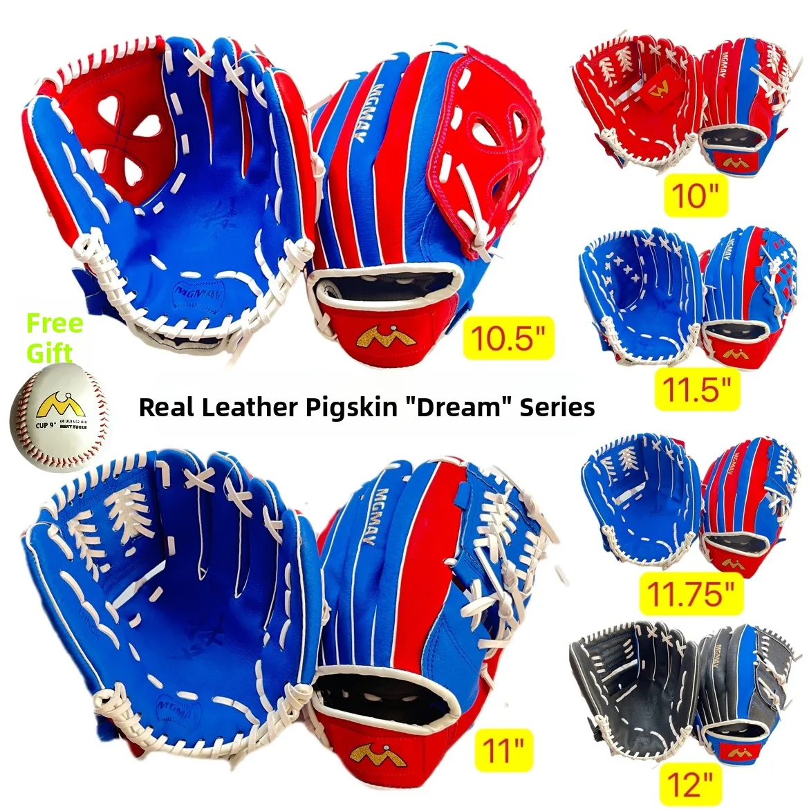 

Anti-Slip Baseball Gloves for Children Teens Adults Students Sports Class Training Cetition Baseball Game MGMAY Brand