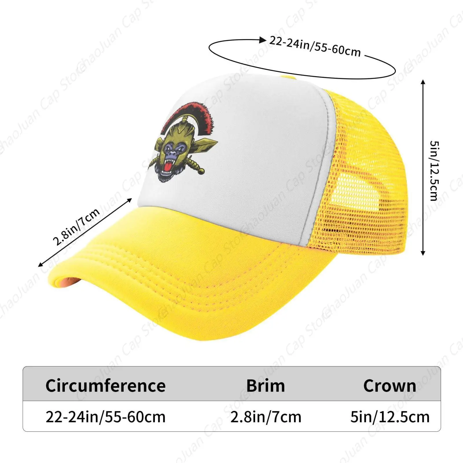 Gorilla with Helmet and Sword Mesh Trucker Cap Breathable Dad Hat image 4