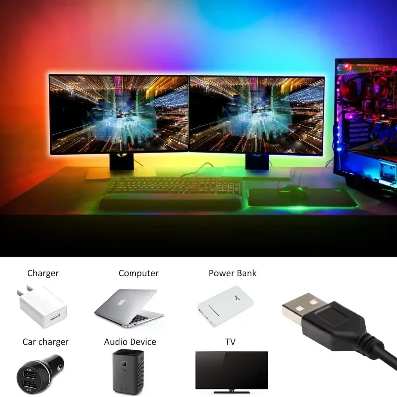 5V RGB 5050 LED-Lichtstreifen USB Infrarot-Fernbedienung Flexibles Lampenband Diode für Festival Party TV Schreibtisch Schlafzimmer – Detail 3