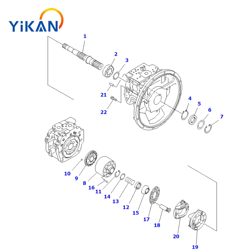 Excavator PC200-7 Axle 708-2L-32110 Original Factory Bushing Shaft Sleeve Spline Shaft Spline Sleeve Driven Gear Drive Gear