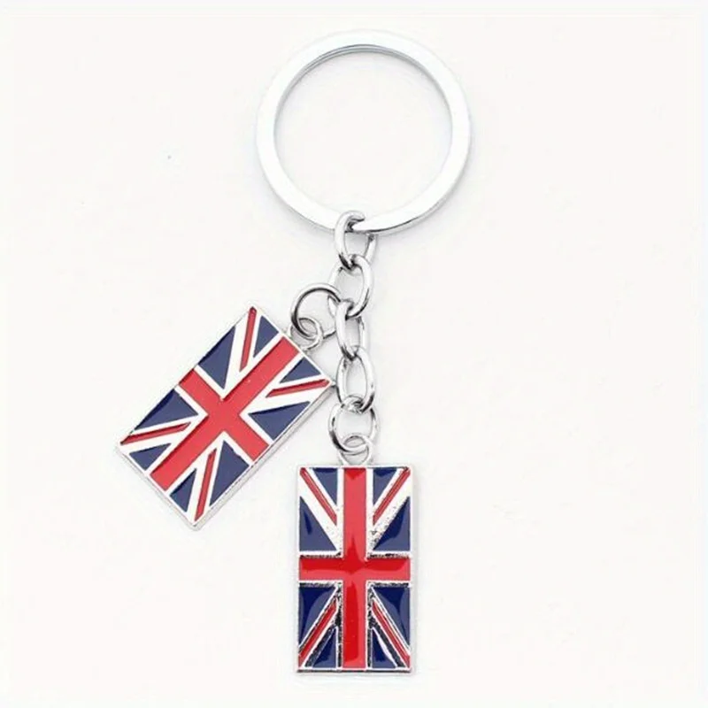 1pc American British Flag Pendant Keychain, Colorful Enameled USA UK Flag, Simple Style Party Holiday Decoration, Souvenir Gifts