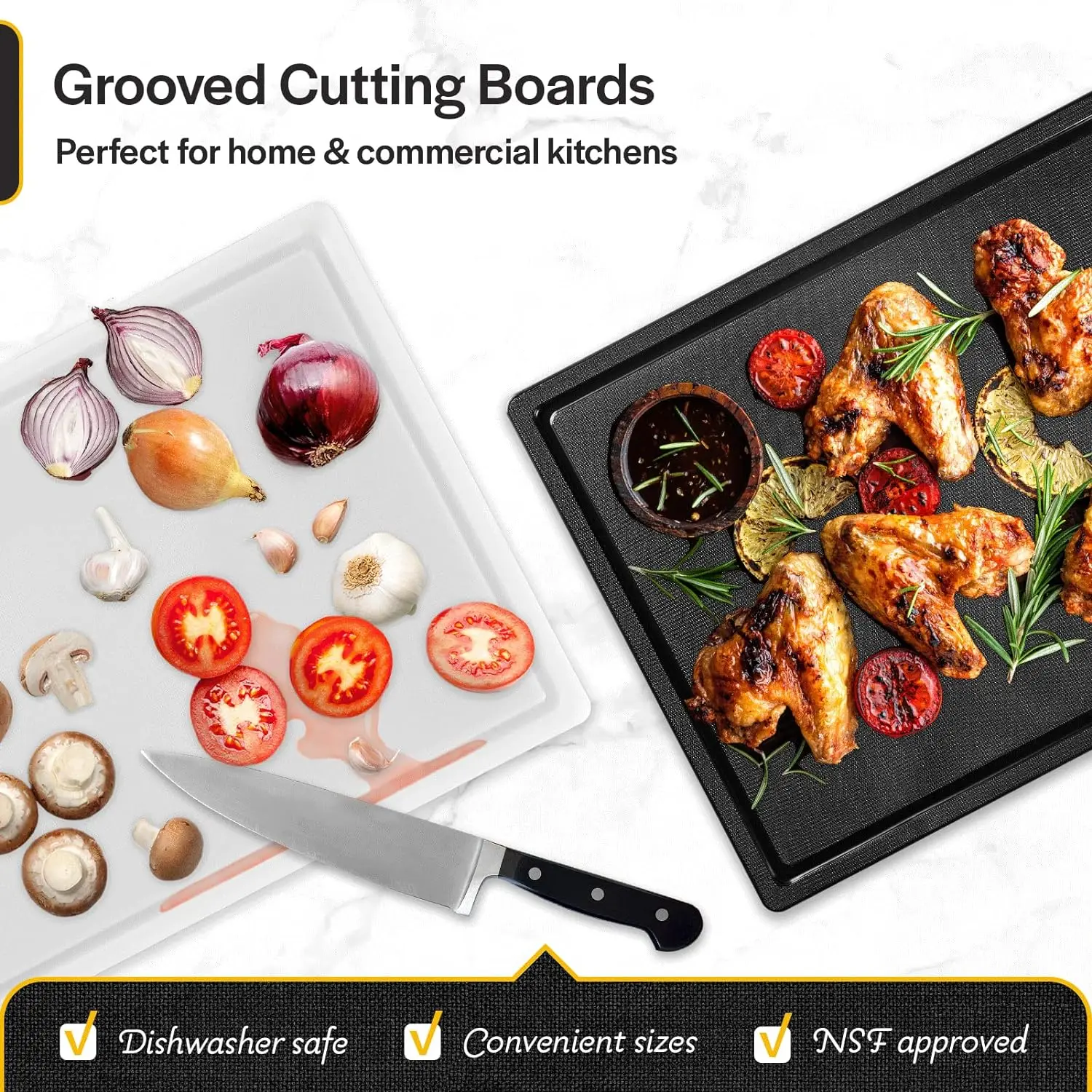 Plastic Cutting Board with Juice Groove - Extra Large Cutting Board for Meat, BBQ, Fruit, 30