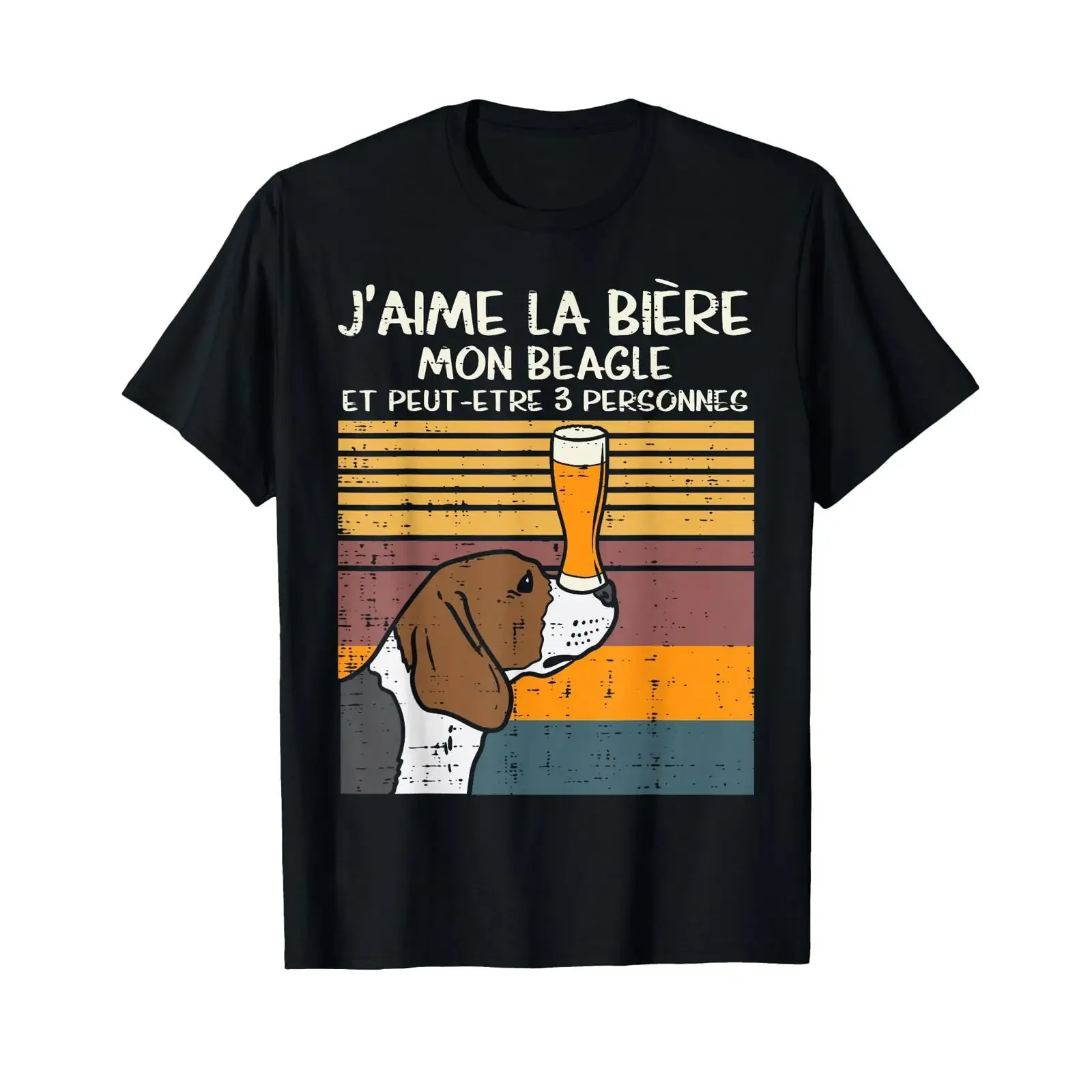 Camiseta J'aime La Bière Mon Chien Beagle, Humor para Amantes de los Perros, Regalo, Estilo Vintage, Lavada, Elegante, Versátil, Ligeramente Transpirable y Suave
