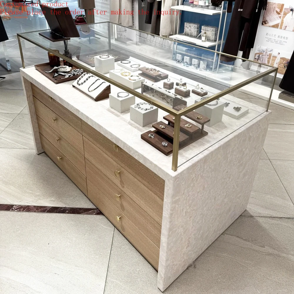 

Custom.Jewelry Showcase Wooden Cabinets Custom High-end Shopping Malls Furniture Jewelry Display Stand Design