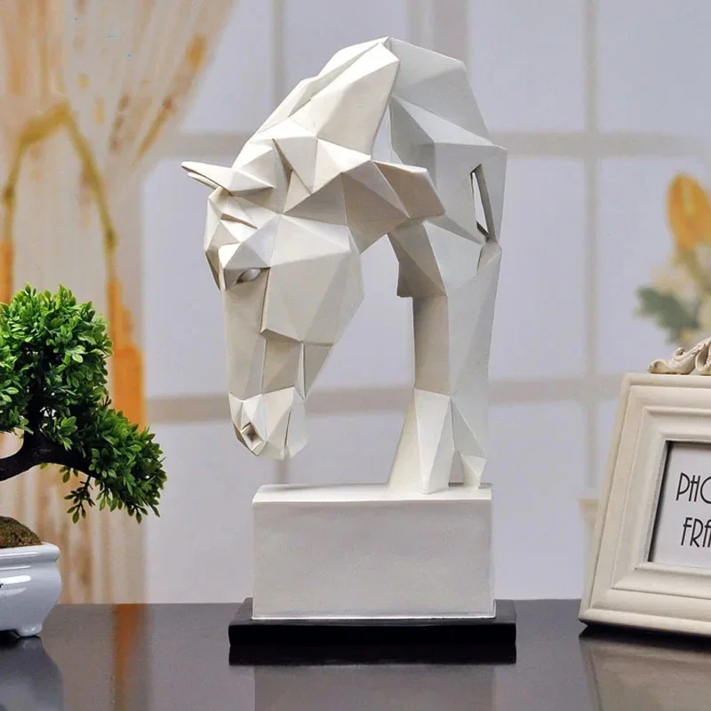 

%a Nordic Style Origami Horse Abstract Sculpture Modern Simplicity Resin Geometric Animal Figurine Crafts Home Decor Ornaments
