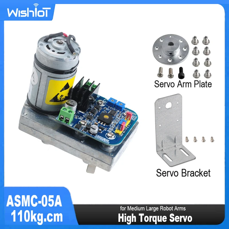 ASMC-05A 110kg.cm Super Torque Servo 12V/24V Servos de liga para válvula de braço robô RC Car Boat