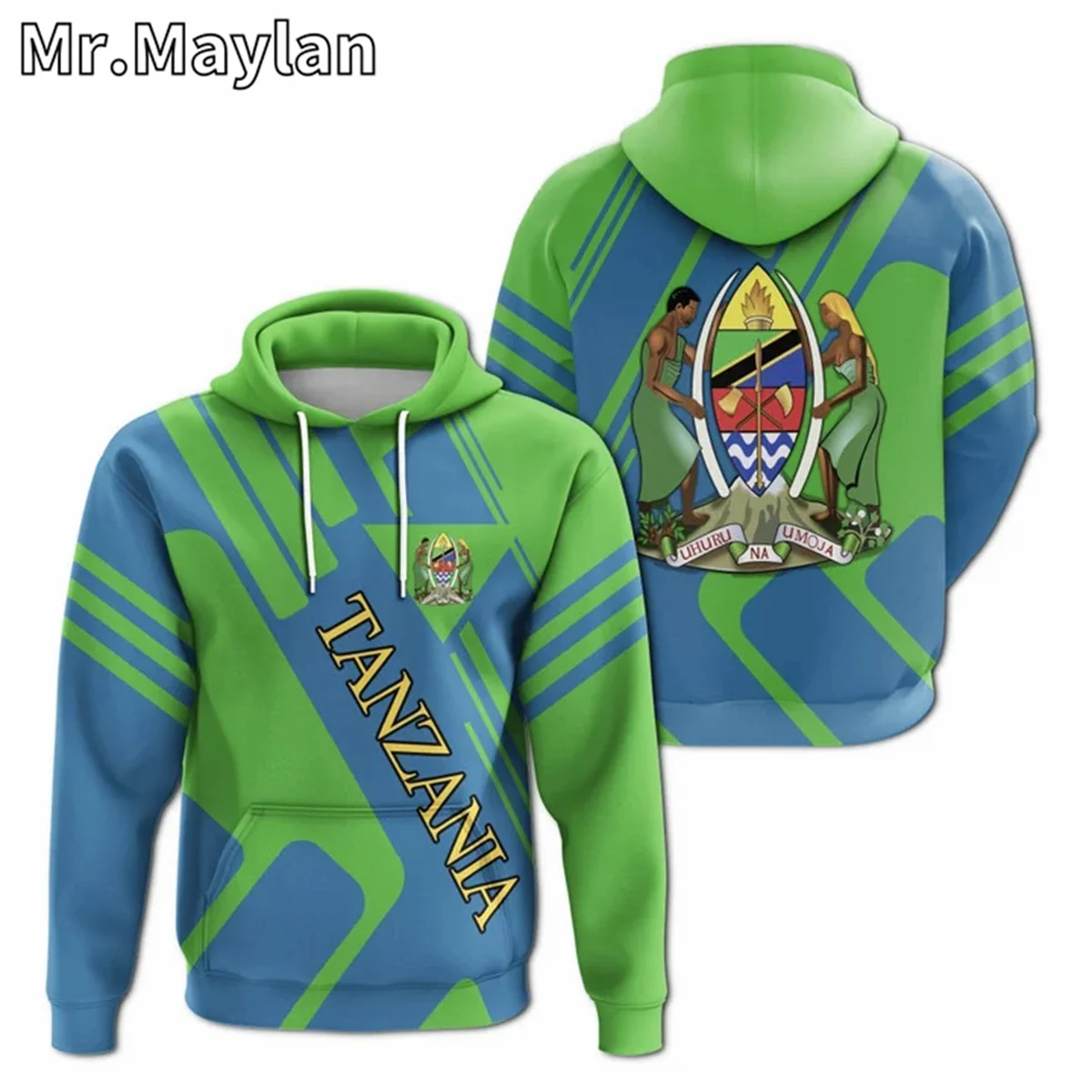 Afrikaanse Hoodie Country Tanzania Vlag 3d Geprint Unisex Hoodies Heren/Dames Streetwear Rits Casual Jasje Trainingspakken YH-312