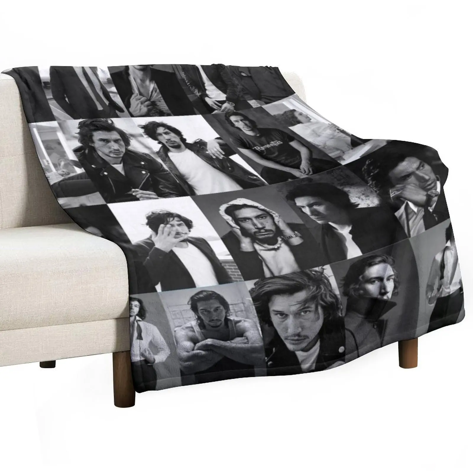 

Adam Driver Collage Throw Blanket Nap Cute Plaid Personalized Gift warm winter Blankets
