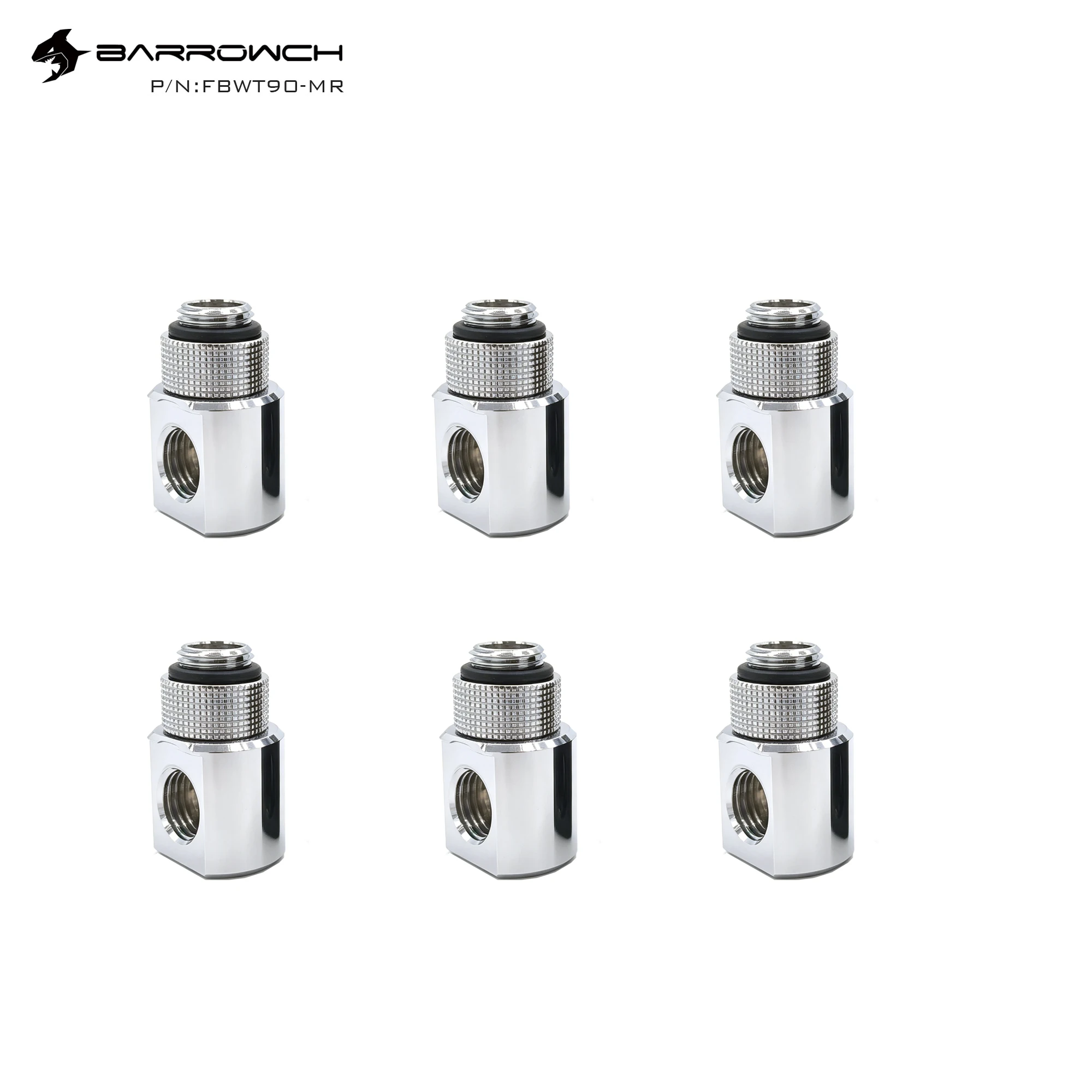 Barrowch 6pcs 90°Rotary Adapter 45°Rotary Adapter 'G1/4' Thread with Smooth Surface Water Cooling Adaptors Metal to F