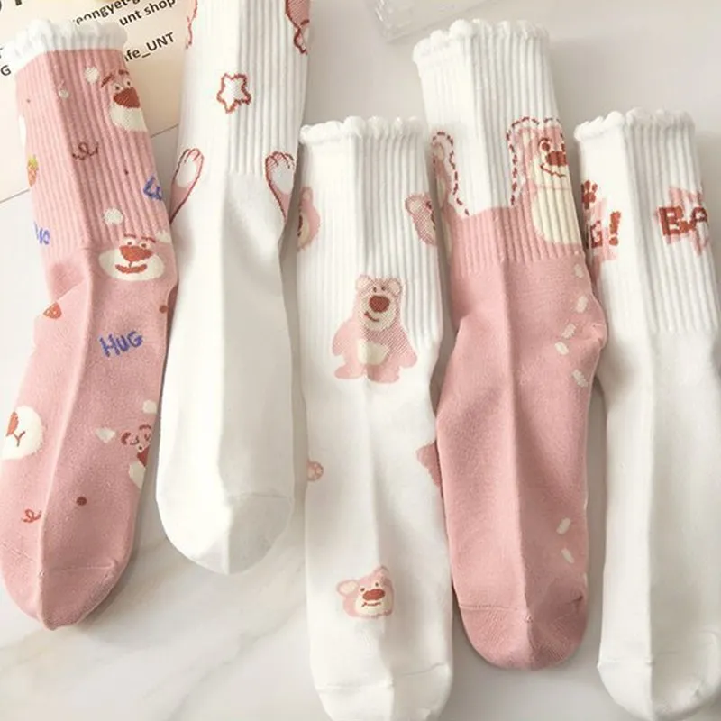 Fashion Spring Summer Women Cartoon Bear Short Cotton Socks Lady Home Cute Girl Student Stockings Casual Clothing Party Gift