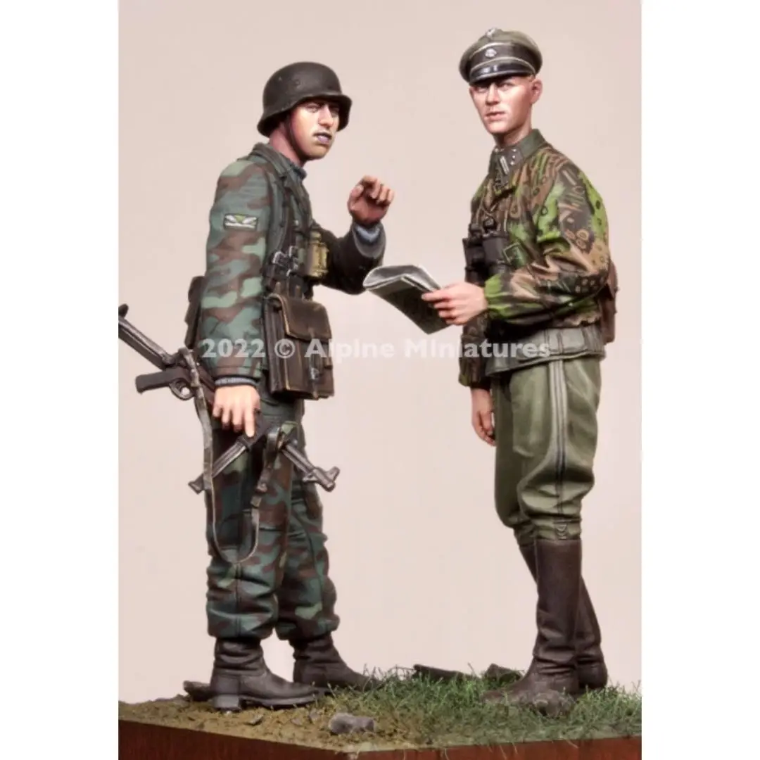 Figurki z żywicy w skali 1/35 zestaw modeli do składania modelujących żołnierzy i oficerów 2 niezmontowane i niepomalowane diorama DIY zabawki