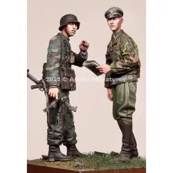 Figurki z żywicy w skali 1/35 zestaw modeli do składania modelujących żołnierzy i oficerów 2 niezmontowane i niepomalowane diorama DIY zabawki miniaturowe