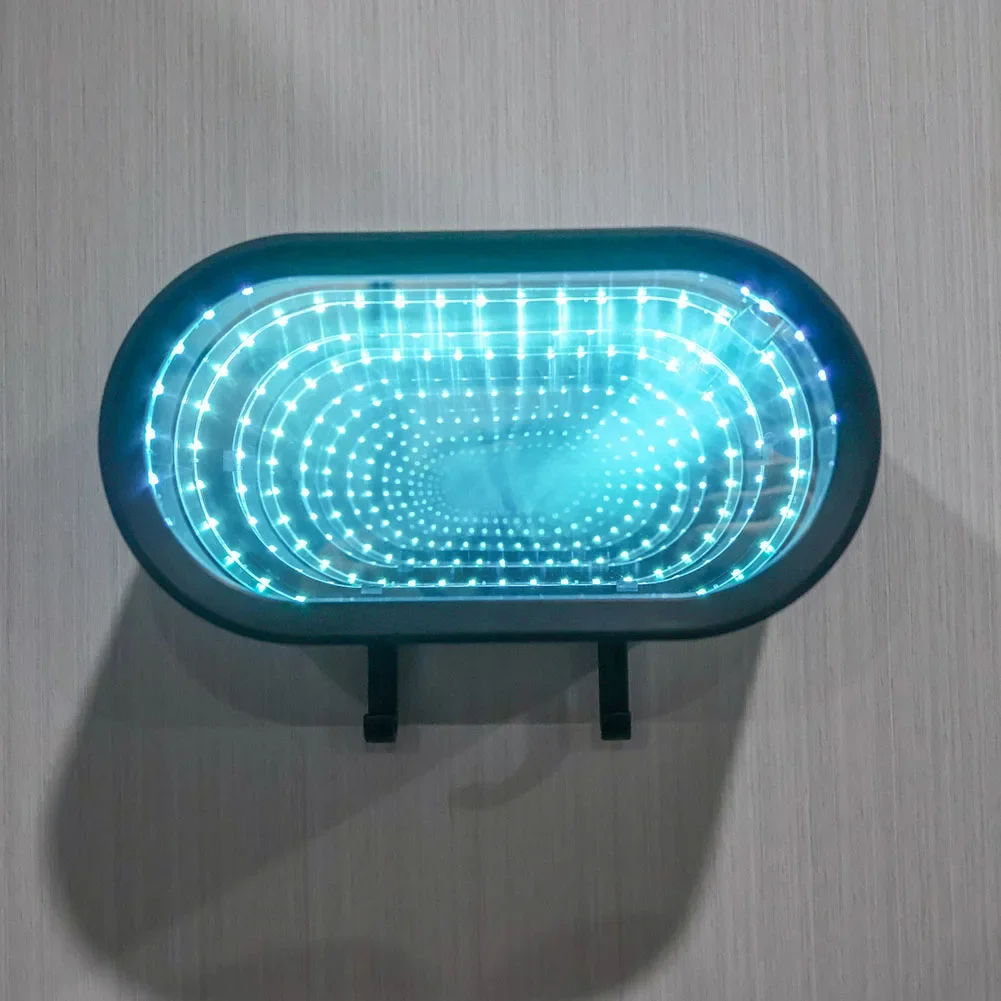 Car Key Rack With LED Illusion Mirror Stylish Tunnel Shaped Night Light Wall-Mount Key Storage Bracket For Home And Garage