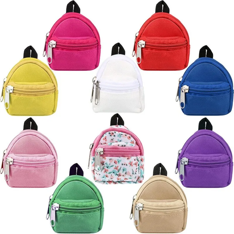 BJD Doll Changing Small Backpack with Double-layer Zipper Cotton Doll Canvas Backpack