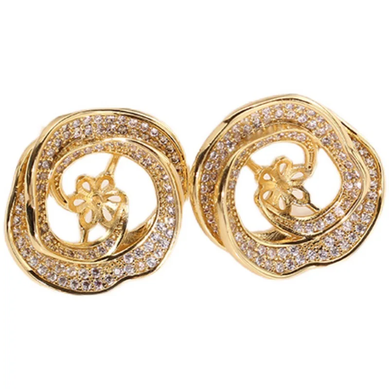 

E077 Золоченые медные серьги-гвоздики с жемчугом из стерлингового серебра S925, фурнитура для изготовления ювелирных изделий, аксессуары для DIY-украшений