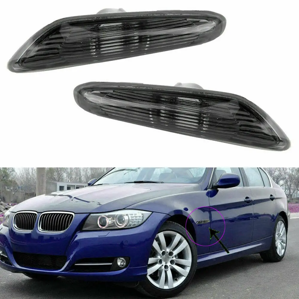 2Pcs Car Smoke Side Marker Repeater Indicator Cover Turning Signal Lamp Shell For BMW E46 Sedan Wagon 3 Series Facelift 02-05