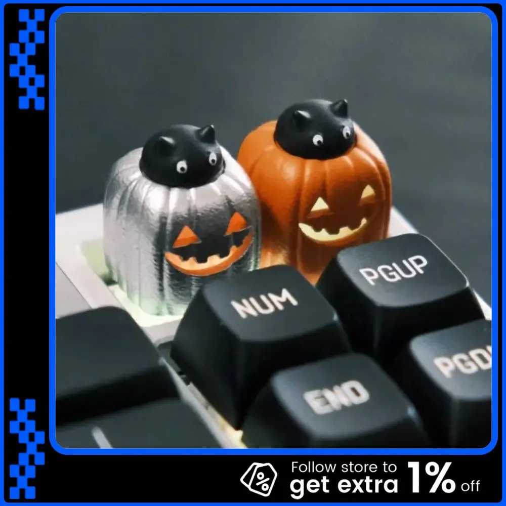 

Halloween Pumpkin Lantern Translucent Keycaps 3D Printed Customized 1U Resin Keyboard Cap for Mechanical Keyboard Accessories MX