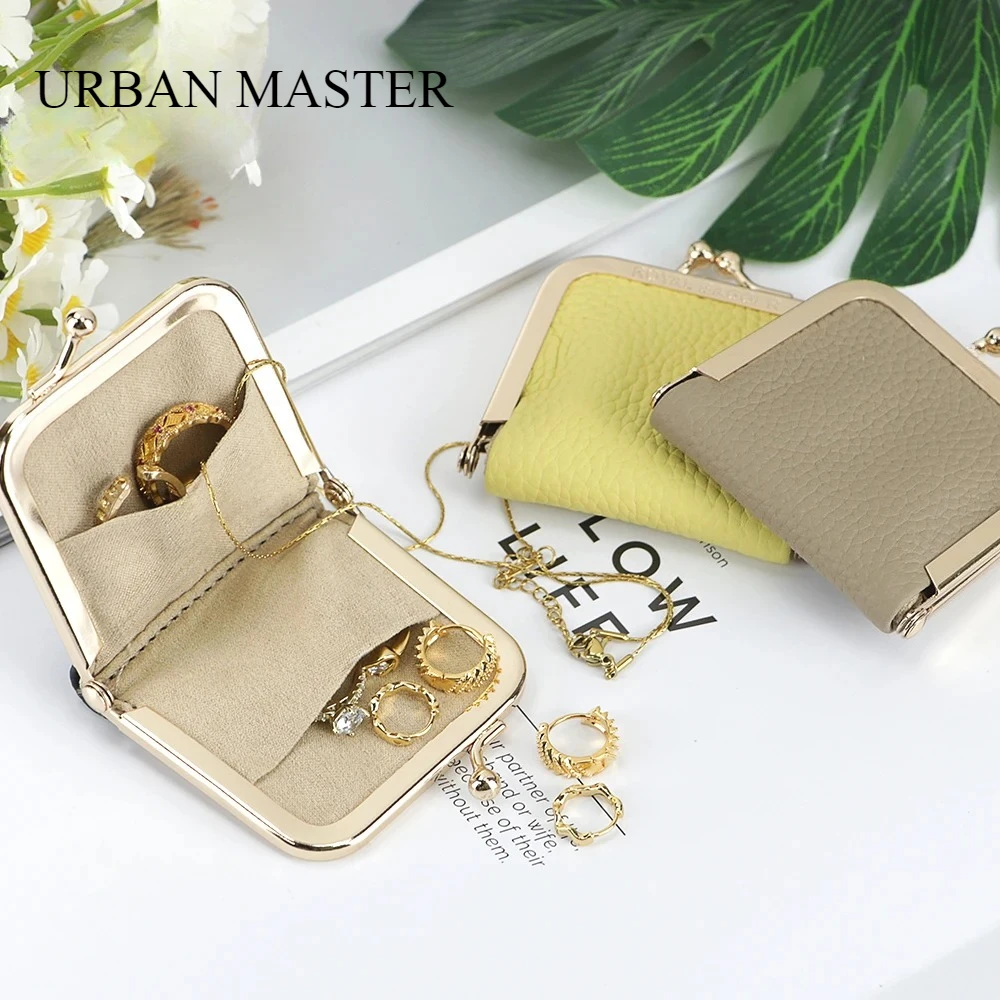 

Элегантный милый мини-ювелирный кольцо из натуральной кожи, ожерелье для хранения, тонкий держатель для монет, кошелек с замком для поцелуя для женского кошелька