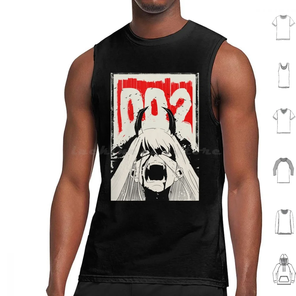 Zero Two Japanese Ink ー Tank Tops Print Cotton ー Zero Two 002 Zero Two 02 Japanese Ink Ink Japan Darlin Darling Darling