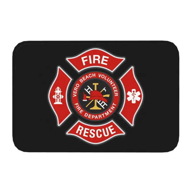 Fire Rescue Firefighter Front Door Mat Anti-Slip Indoor Waterproof Doormat Living Room Entrance Rug Carpet