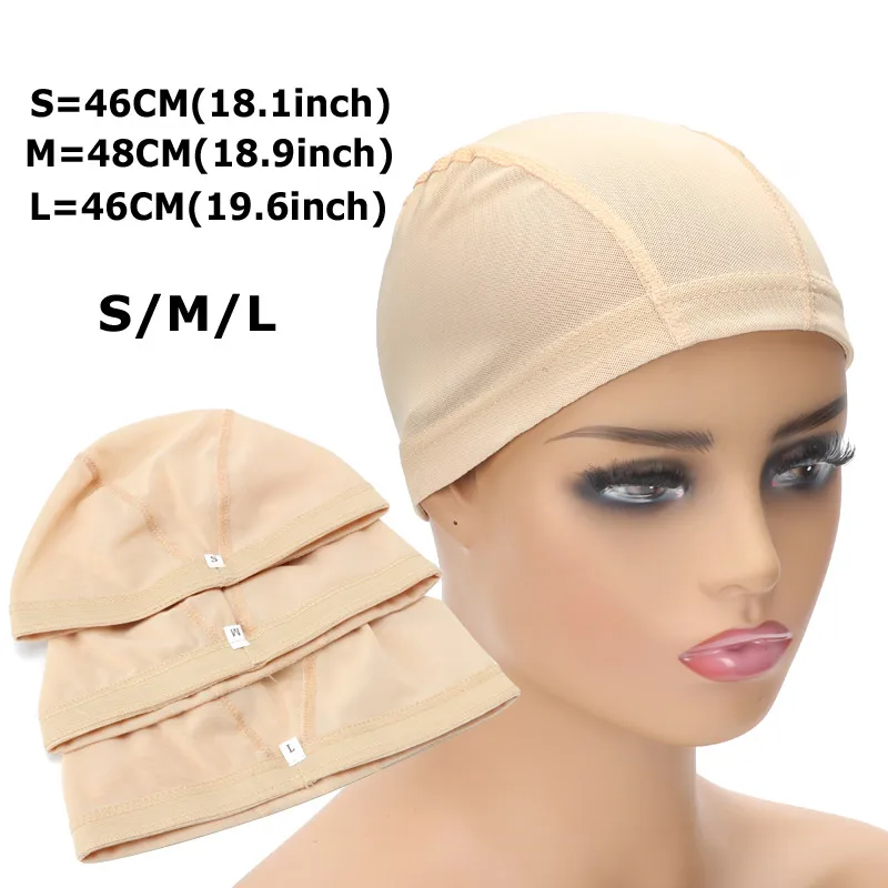 Large Medium Small 6PCS/Lot Nude Wig Making Cap Black Mesh Dome Caps For Wigs Stretch Breathable Spandex Dome Cap for Women