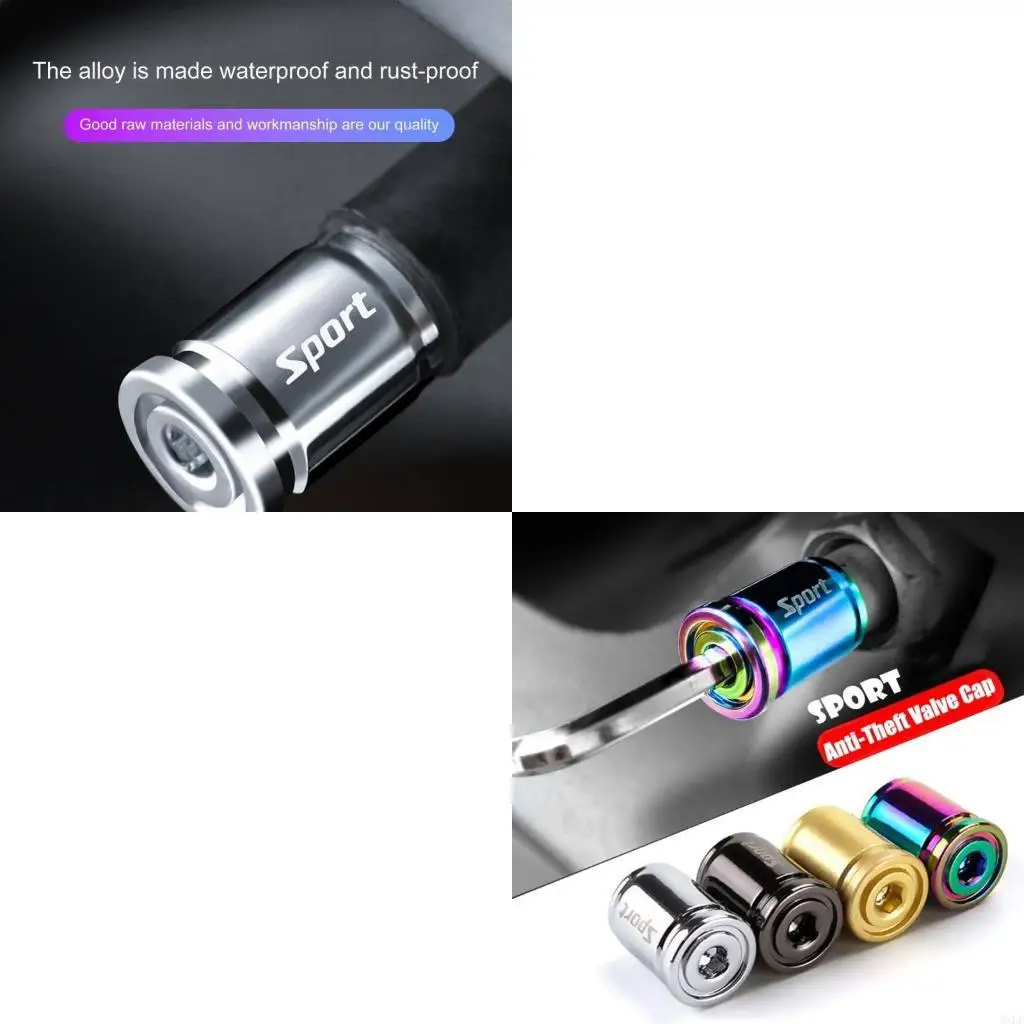 

4pcs Anti Theft Tire Valves Caps Colorful Designs Stem Cover for Car & Motorcycle