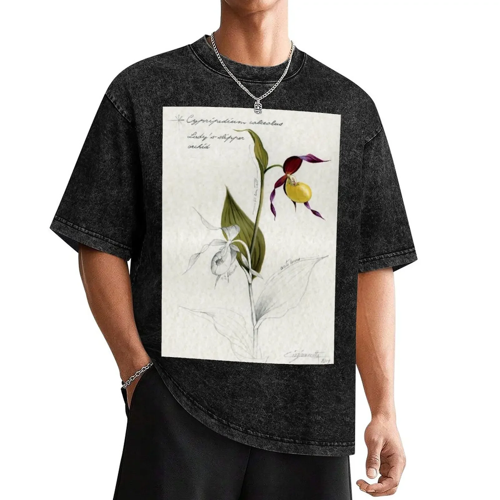 Cypripedium calceolus - Lady's slipper orchid T-Shirt anime t shirts for a boy customizeds anime men t shirts