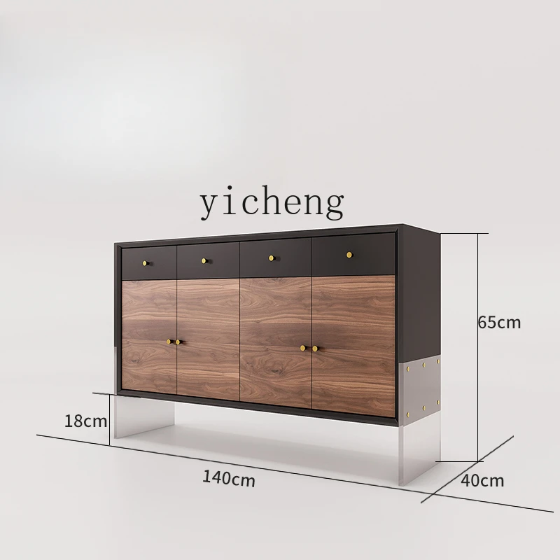 

Zc Solid Wood Entrance Cabinet Bedroom Modern Minimalist Black Walnut Storage Cabinet Living Room Chest of Drawer Side Cabinet