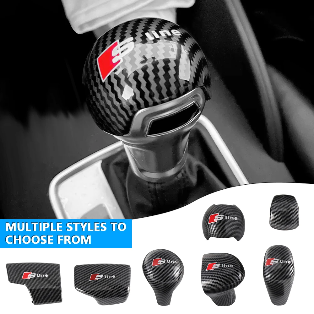 Car Gear Shift Knob Lever Cover Carbon Fiber Handle Stick Cap Decoration For Audi Sline A2 A3 A4 A5 A1 A6 Q3 Q5 Q7 B8 8P valve view 4