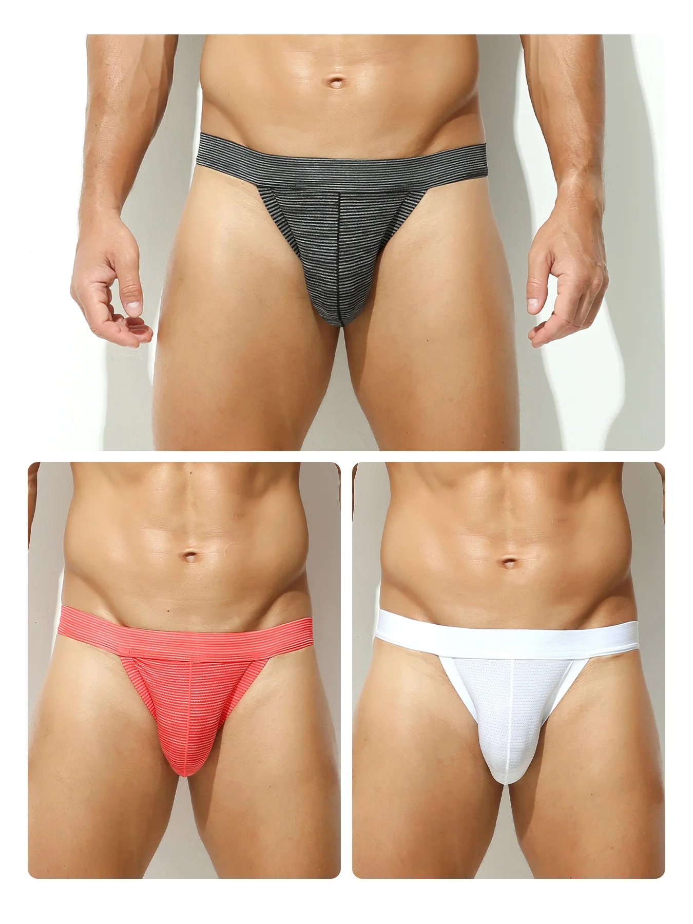 

Сексуальные мужские трусы, эластичное дышащее нижнее белье, большие U-образные выпуклые трусы с мешочком, мужские трусы с низкой посадкой, рекламная упаковка, 3 шт.