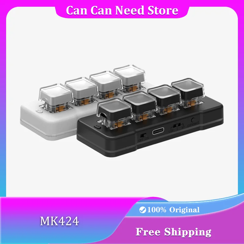 

MK424Pro 4-клавишная беспроводная мини-клавиатура на заказ, клавиатура для программирования макросов, ПК, ноутбук, офисная игровая механическая клавиатура